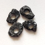 13-14mm Raw Black Diamond Bead, Loose Huge Hole Bead Rough Uncut Black Drilled