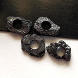 13-14mm Raw Black Diamond Bead, Loose Huge Hole Bead Rough Uncut Black Drilled
