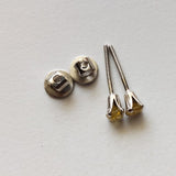 4.5mm Yellow Diamond Stud Earrings 925 Sterling Silver Round Diamond Jewelry