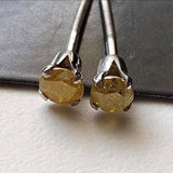4.5mm Yellow Diamond Stud Earrings 925 Sterling Silver Round Diamond Jewelry