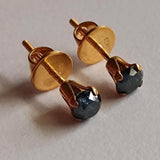 4.8mm Blue Diamond Stud Earrings 925 Sterling Silver Gold Plated Round Diamond