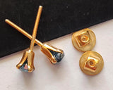 4.8mm Blue Diamond Stud Earrings 925 Sterling Silver Gold Plated Round Diamond
