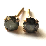4.7mm Green Diamond Stud Earrings 925 Sterling Silver Gold Plated Round Diamond