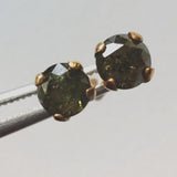 4.7mm Green Diamond Stud Earrings 925 Sterling Silver Gold Plated Round Diamond