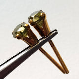 4.7mm Green Diamond Stud Earrings 925 Sterling Silver Gold Plated Round Diamond
