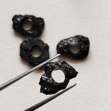 13-14mm Raw Black Diamond Bead, Loose Huge Hole Bead Rough Uncut Black Drilled