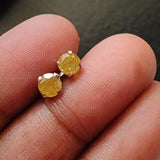 4.5mm Yellow Diamond Stud Earrings 925 Sterling Silver Round Diamond Jewelry