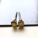 4.5mm Yellow Diamond Stud Earrings 925 Sterling Silver Round Diamond Jewelry