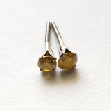 4.5mm Yellow Diamond Stud Earrings 925 Sterling Silver Round Diamond Jewelry