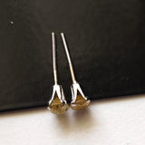 4.5mm Yellow Diamond Stud Earrings 925 Sterling Silver Round Diamond Jewelry