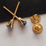 4.8mm Blue Diamond Stud Earrings 925 Sterling Silver Gold Plated Round Diamond