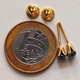 4.8mm Blue Diamond Stud Earrings 925 Sterling Silver Gold Plated Round Diamond