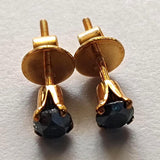 4.8mm Blue Diamond Stud Earrings 925 Sterling Silver Gold Plated Round Diamond