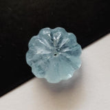 15mm Aquamarine Melon Beads, Natural 1 Pc Huge Aquamarine Carved Melon Beads