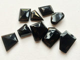 17-20mm Black Onyx RoseCut Cabochon, Faceted Fancy Cut Flat Black Onyx Gemstones For Jewelry, 5 Pieces- GODP277Z