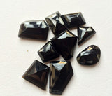 17-20mm Black Onyx RoseCut Cabochon, Faceted Fancy Cut Flat Black Onyx Gemstones For Jewelry, 5 Pieces- GODP277Z