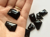 17-20mm Black Onyx RoseCut Cabochon, Faceted Fancy Cut Flat Black Onyx Gemstones For Jewelry, 5 Pieces- GODP277Z
