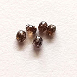 3.2-3.4mm Cognac Diamond Briolette Bead, 5 Pieces Natural Clear Cognac Faceted