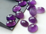 11x9mm -13x11mm Amethyst Oval Faceted Cabochon, Beautiful African Oval Rose Cut Amethyst For Jewelry (5 Pcs To 10 Pcs) - GODP230Z