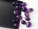 11x9mm -13x11mm Amethyst Oval Faceted Cabochon, Beautiful African Oval Rose Cut Amethyst For Jewelry (5 Pcs To 10 Pcs) - GODP230Z
