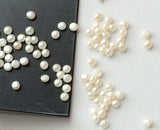 3-4mm Ivory Pearls Natural Fresh Water Cabochons, Loose Natural Flat Pearls For Jewelry (2Cts To 25Cts) - PG398
