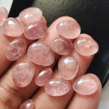 Strawberry Quartz Cabochons 8–13mm, Pink Flat Back Plain Stones (5-10 Pcs)