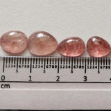 Strawberry Quartz Cabochons 8–13mm, Pink Flat Back Plain Stones (5-10 Pcs)