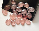 Strawberry Quartz Cabochons 8–13mm, Pink Flat Back Plain Stones (5-10 Pcs)