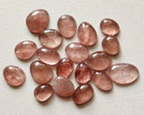 Strawberry Quartz Cabochons 8–13mm, Pink Flat Back Plain Stones (5-10 Pcs)