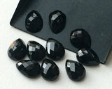 14x10mm Black Onyx Faceted Pear Cabochon, Black Onyx RoseCut Gemstones