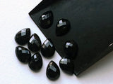 8x12mm Black Onyx Rose Cut Pear Cabochon, Black Onyx Flat Back Gems