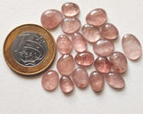Strawberry Quartz Cabochons 8–13mm, Pink Flat Back Plain Stones (5-10 Pcs)