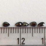 Black RARE 2x3mm Black Pear Cut Shaped Faceted Diamond Loose Double Cut, 5 pcs