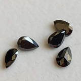 Black RARE 2x3mm Black Pear Cut Shaped Faceted Diamond Loose Double Cut, 5 pcs