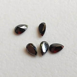 Black RARE 2x3mm Black Pear Cut Shaped Faceted Diamond Loose Double Cut, 5 pcs
