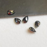 Black RARE 2x3mm Black Pear Cut Shaped Faceted Diamond Loose Double Cut, 5 pcs