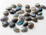 20-22mm Labradorite Rose Cut Cabochons, Labradorite Faceted Flat Back Cabochons For Jewelry, 5 Pcs - GODP508