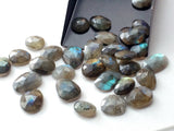 20-22mm Labradorite Rose Cut Cabochons, Labradorite Faceted Flat Back Cabochons For Jewelry, 5 Pcs - GODP508