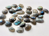 20-22mm Labradorite Rose Cut Cabochons, Labradorite Faceted Flat Back Cabochons For Jewelry, 5 Pcs - GODP508