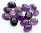 12x15mm-13x17.5mm Amethyst Faceted Cabochon, Oval Checker Cut Amethyst