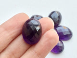 Amethyst Cabochon Lot, Loose Oval Checker Cut Amethyst Flat Back For Jewelry, 18-20mm Approx., 1 Piece - GODP557Z