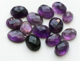 12x15mm-13x17.5mm Amethyst Faceted Cabochon, Oval Checker Cut Amethyst