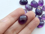 12x15mm-13x17.5mm Amethyst Faceted Cabochon, Oval Checker Cut Amethyst