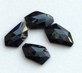 15-17mm Black Onyx Fancy Cut Cabochon, Onyx Rose Cut Gemstones, Flat Back