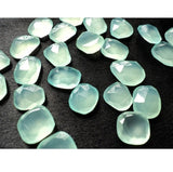 Aqua Chalcedony Rose Cut, 12x16mm To 16x20mm Blue Flat Cabochons, 3 Pieces Aqua Chalcedony Faceted Gemstones Each For Jewelry - GFJAC1Z