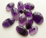 25-34mm Amethyst Oval Plain Cabochons, Loose Rare Oval Plain Flat Back Amethyst Cabochons For Jewelry, 4 Pieces  - GODP727Z