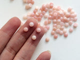 5mm Pink Opal Cabochon Lot, Plain Round 5 Pieces Loose Pink Opal Gems Flat Back Cabochons - GODP850