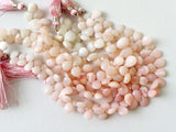 7x10mm Pink Opal Faceted Pear Beads, Peruvian Pink Opal Faceted Pear Briolettes For Jewelry (2IN To 4IN) - GODA2070Z