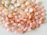 7x10mm Pink Opal Faceted Pear Beads, Peruvian Pink Opal Faceted Pear Briolettes For Jewelry (2IN To 4IN) - GODA2070Z