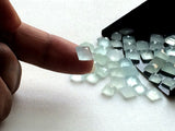 6-7mm Matched Pairs Aquamarine Cabochon, Loose Milky Aquamarine Faceted Princess Cut Stones (2 Pcs To 10 Pcs) - GODP891